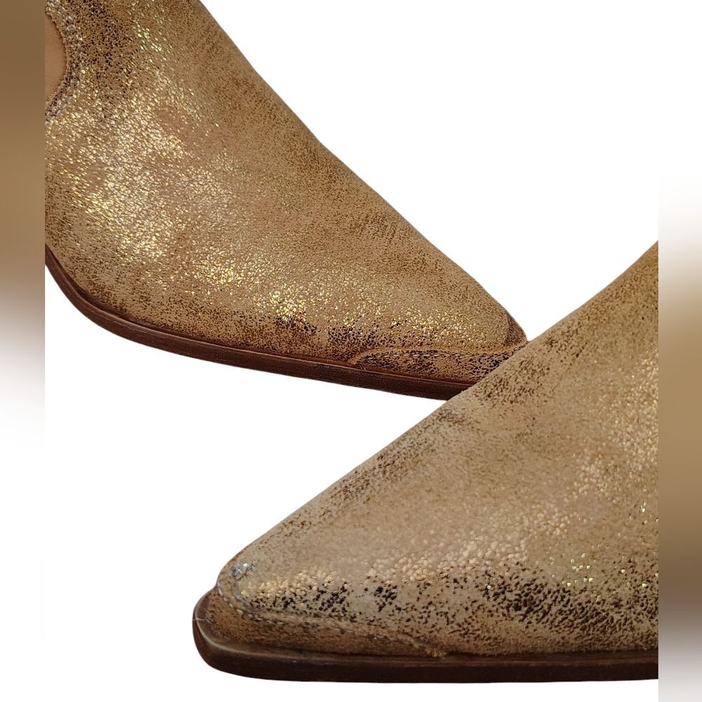 Free People Jackson West Sock Gold Metallic Western Leather Boot - Picture 4 of 11